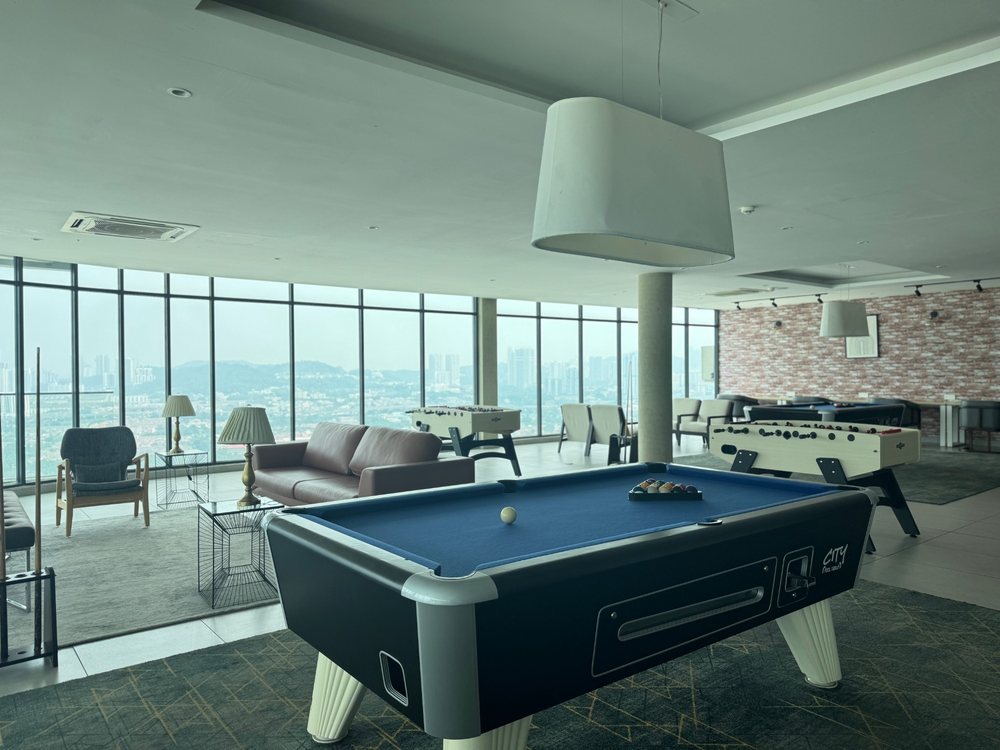 Unio Residence games lounge with pool and foosball tables